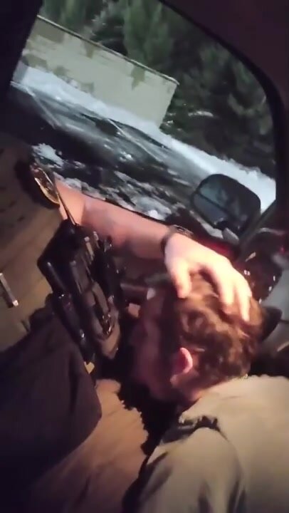 sucking a real officer in his car