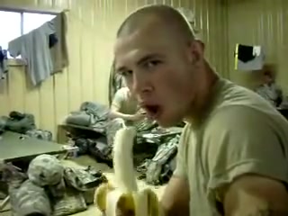 Soldier Deepthroats a Banana