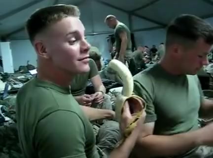 Soldier Bet To Deepthroat a Banana