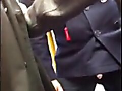 Big dick exposed in subway in front of friends