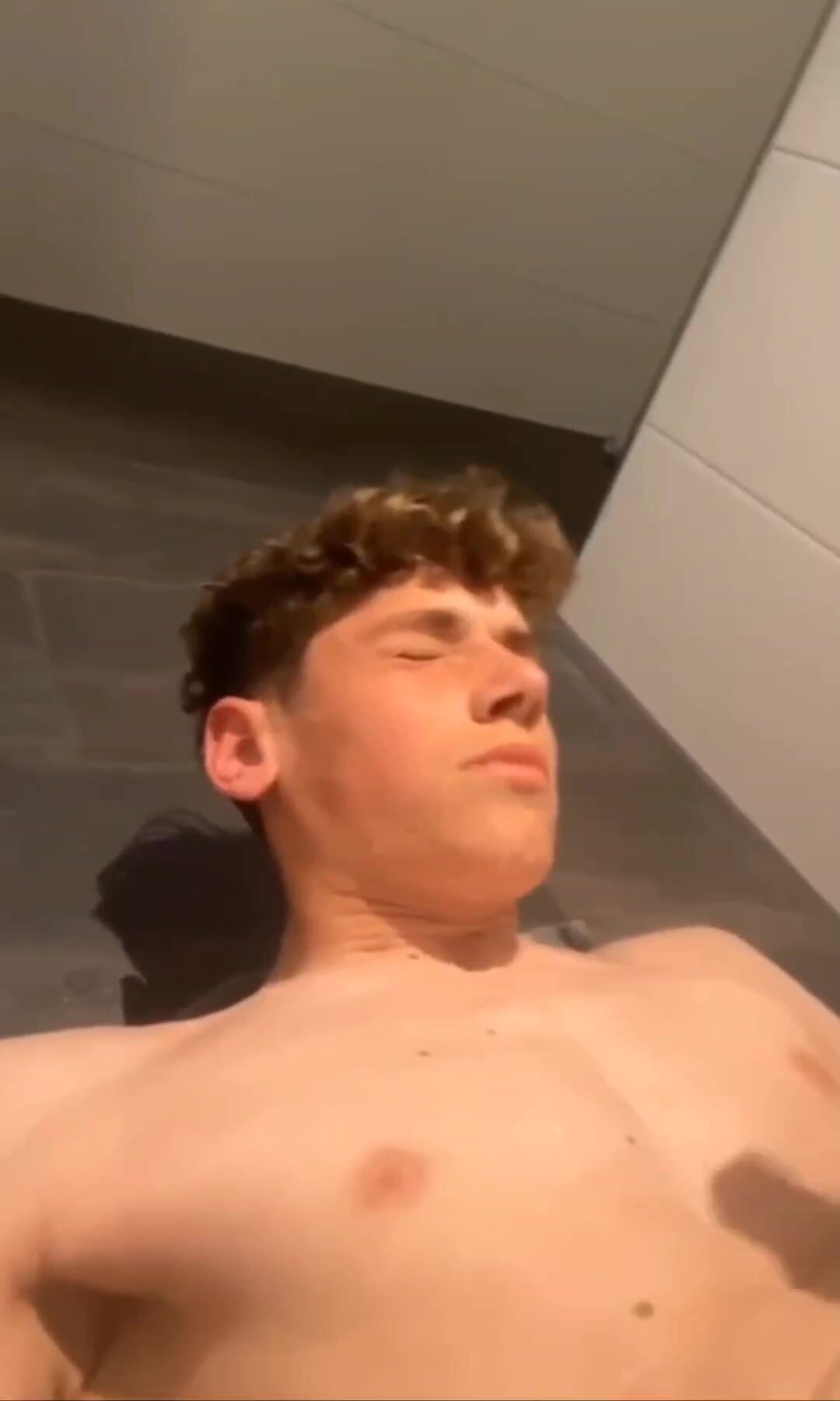 Blonde twink self facial