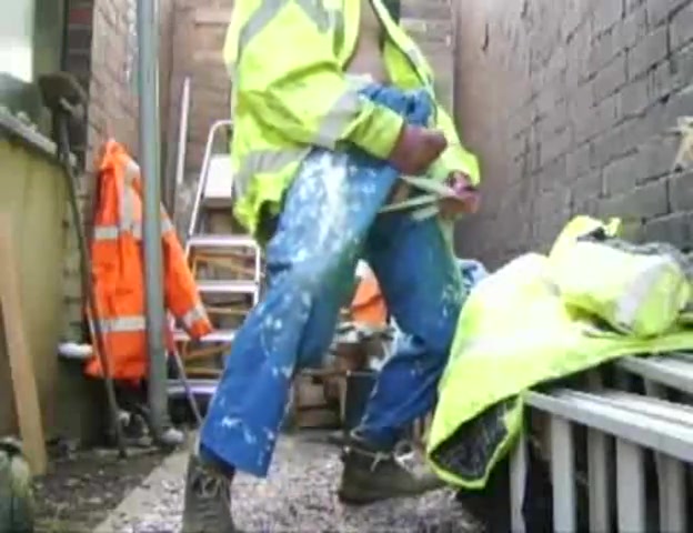 Construction worker piss and cum