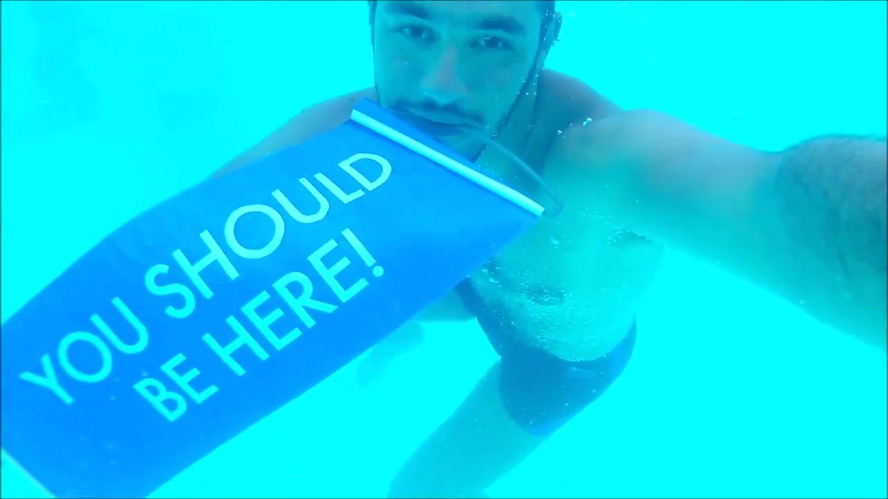 Barefaced buddies underwater in pool - video 3