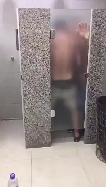Fake fuck with friend in bathroom