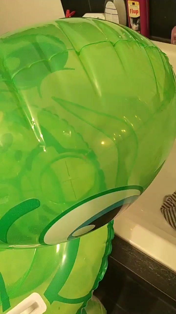 Popping an inflatable turtle with a screwdriver