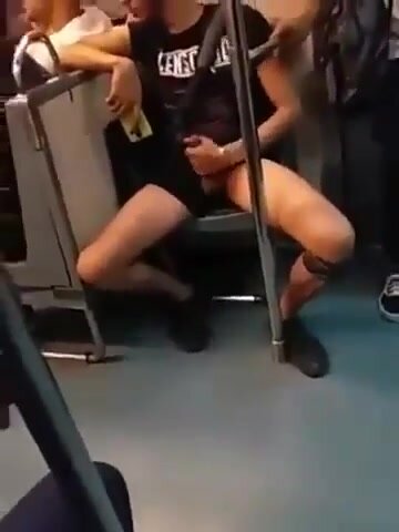 Shameless jerking off on train in front of everyone