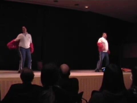 Fat guy strip in a red cross event