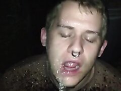 Cutie gets face drenched in piss