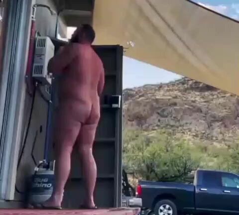 Sexy bear taking a shower