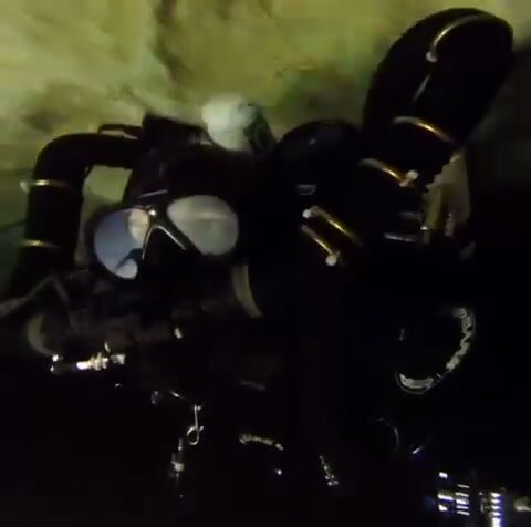 Rebreather diver cave