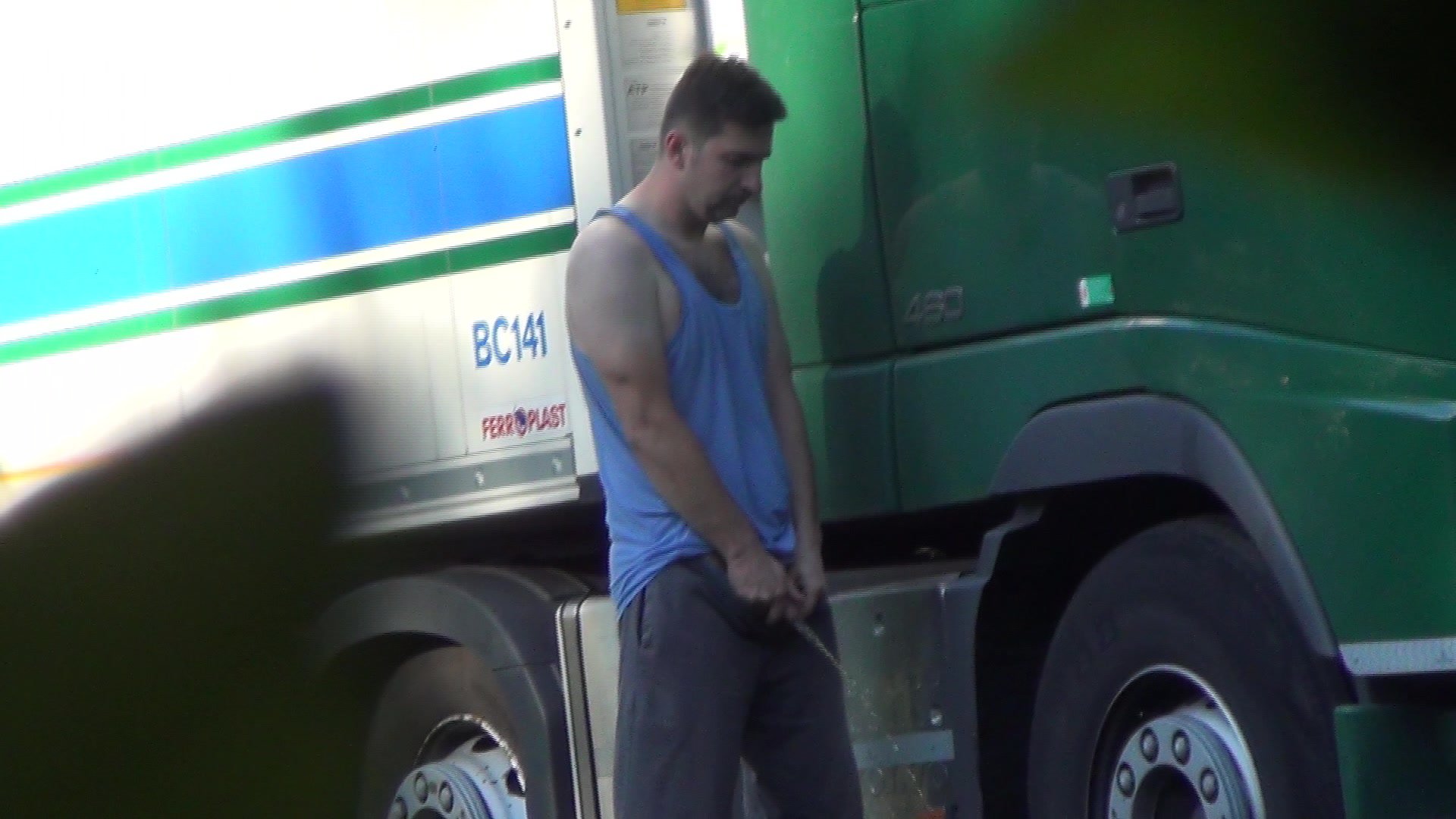 Trucker Caught Peeing 2016 September 26