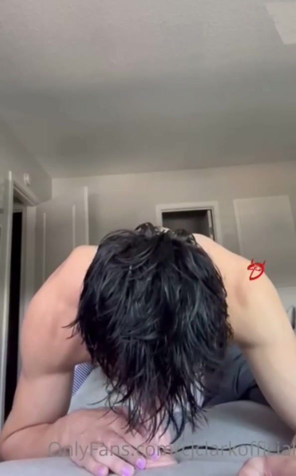 Super hot jock sucks off a dildo