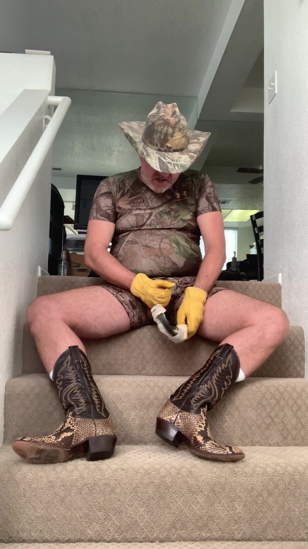 Camo Daddy Gets off in Python Cowboy Boots Part 2