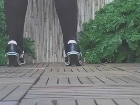 girl in heels shits outside
