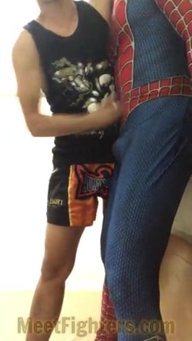 Spiderman punched agianst the wall