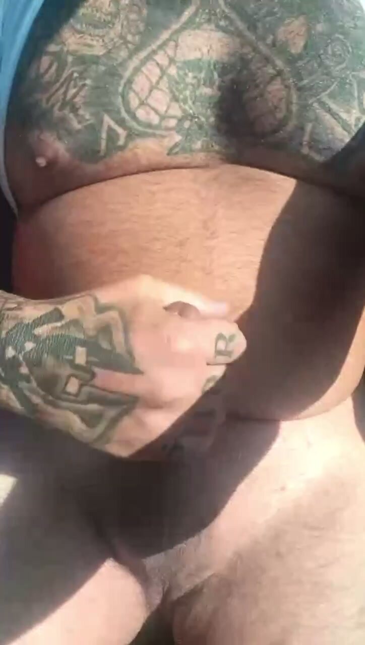Tatted Dad Shoots Load in Truck