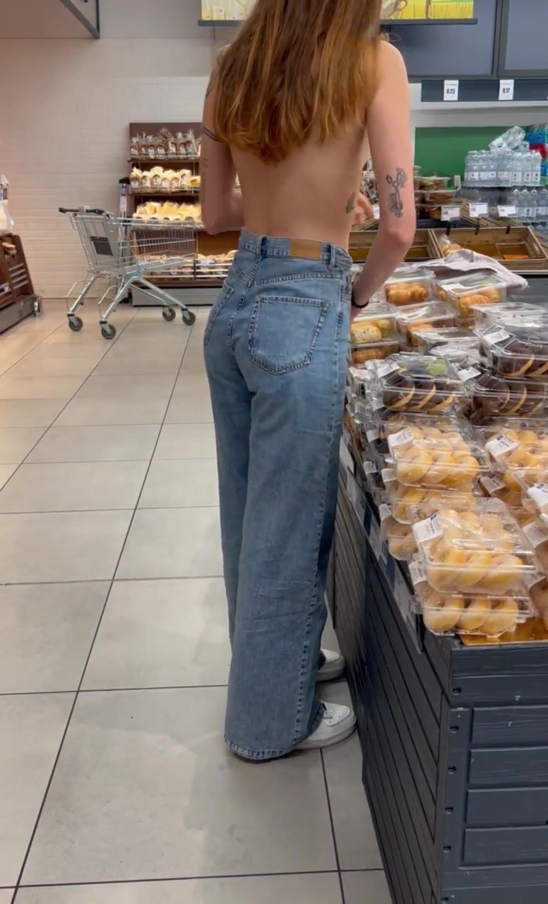 in the supermarket naked