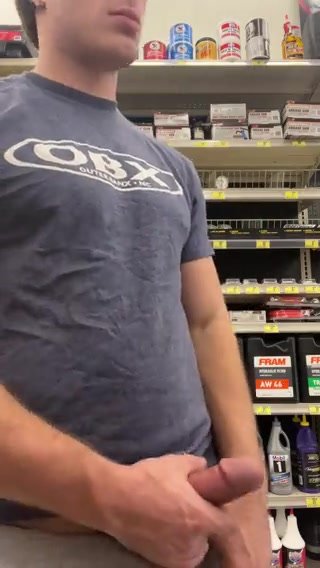 jerking off in a store