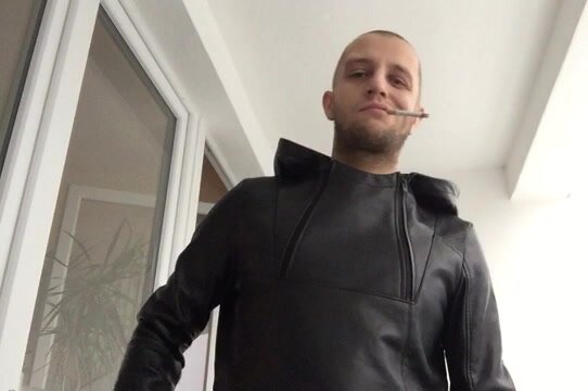 Leather hoodie smoke