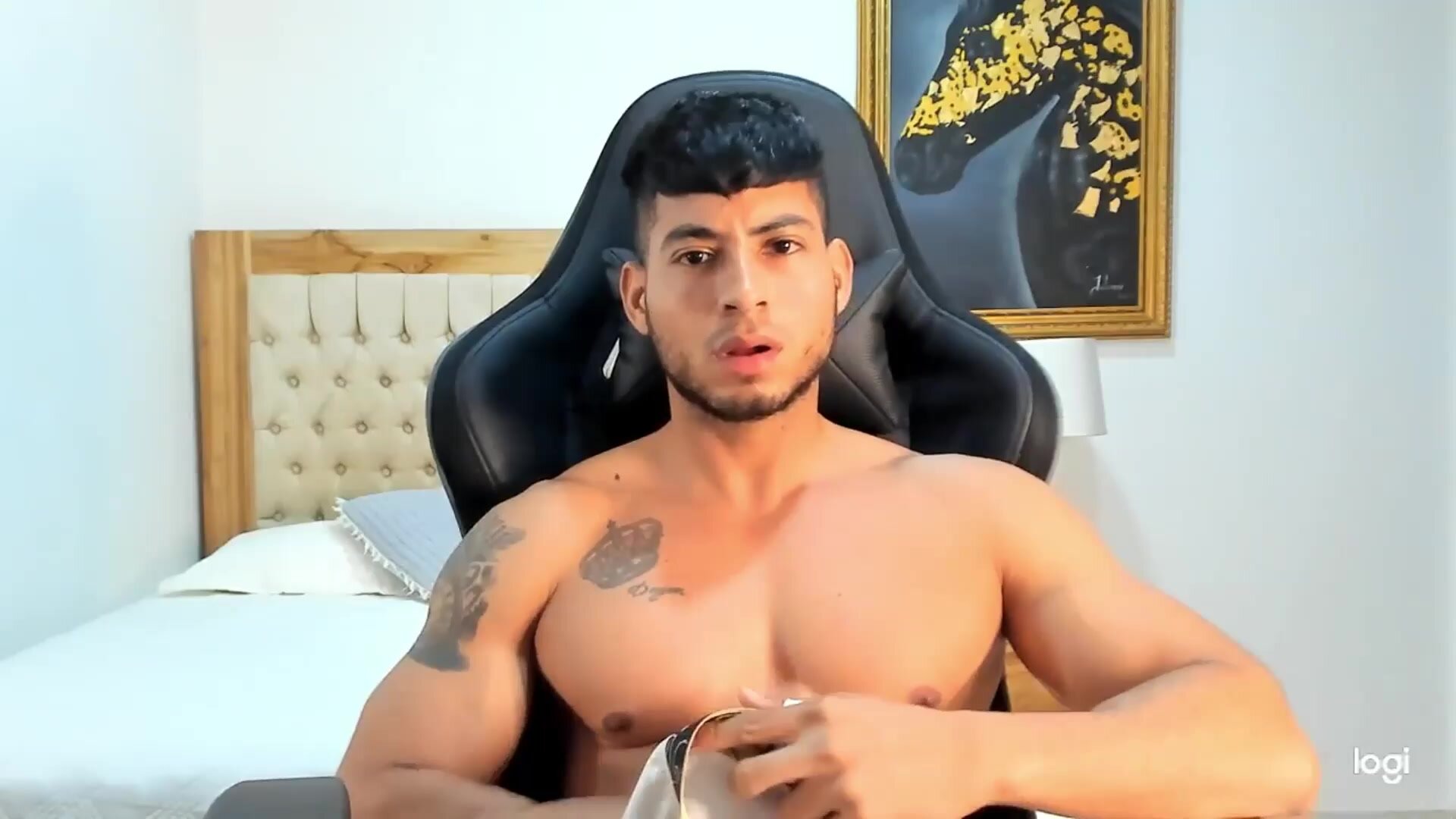 Muslce colombian boy showing his big dick
