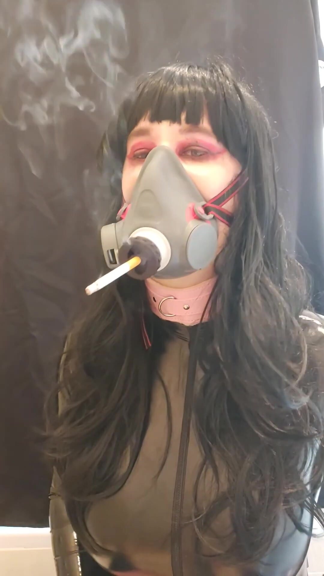Mask-smoking a cigarette