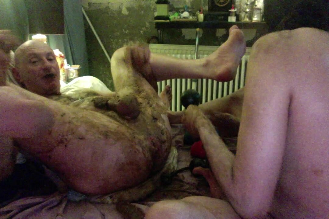 Two pigs scat fisting and scat playing with my shithole