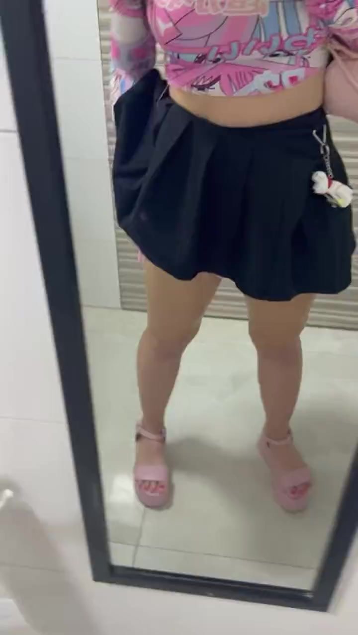 Cute girl films herself peeing and wiping public toilet
