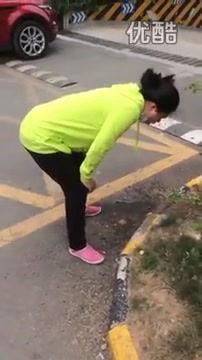Asian Lady Vomits Noisily in Parking Lot