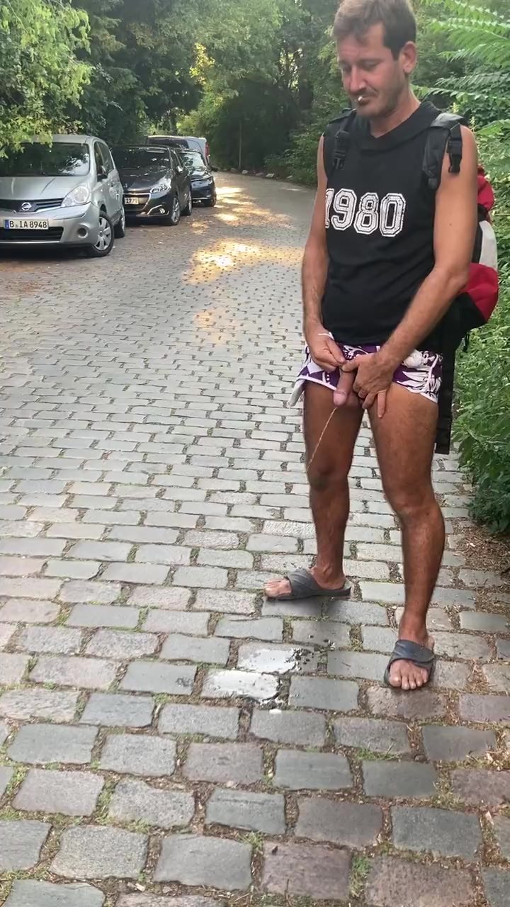 pissing in public street
