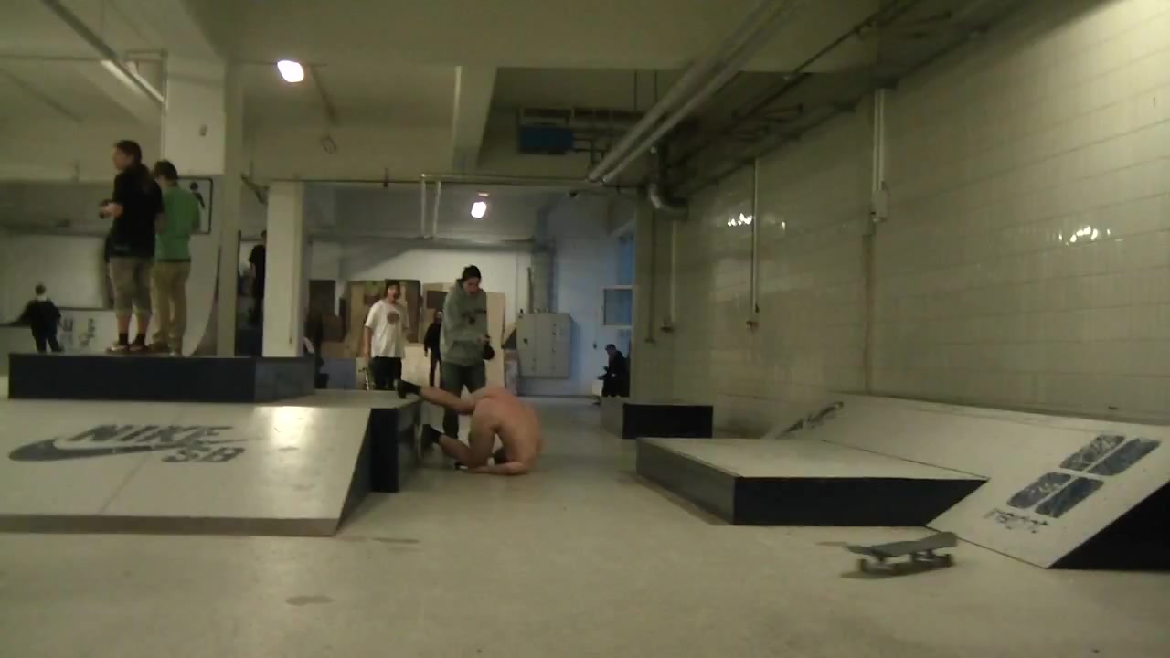 Naked Dumb Skater Boy Making a Fool of Himself