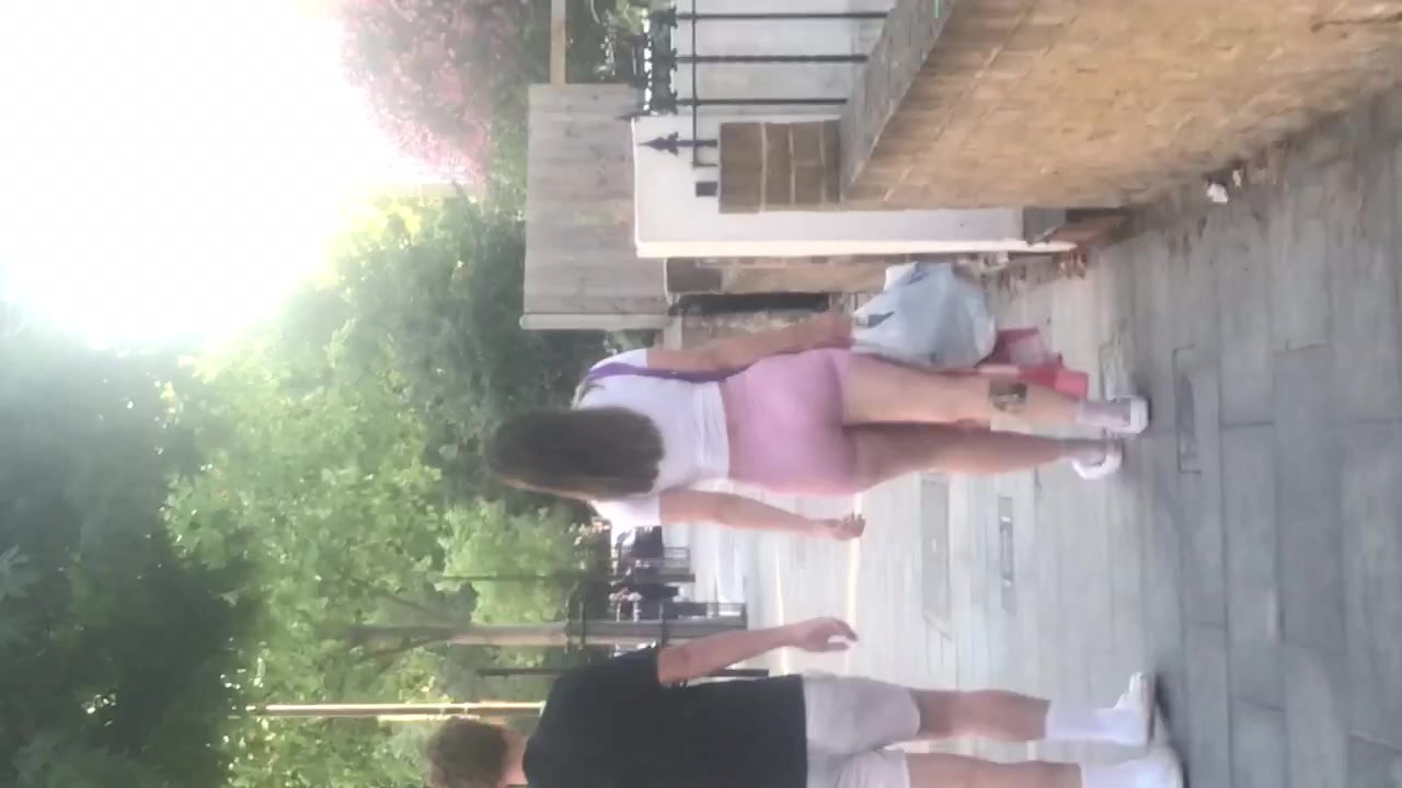Perfect Pawg walking in pink shorts