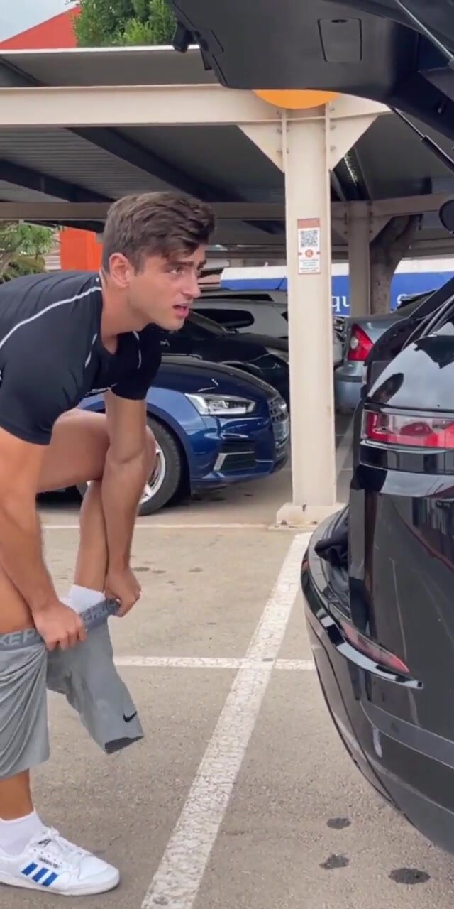stripping to his bulging undies in the parking lot