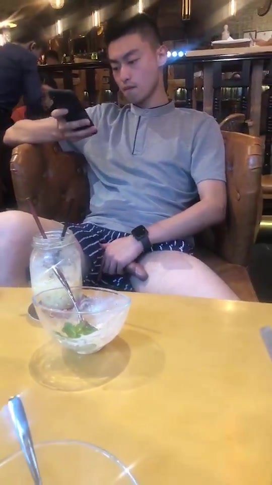 pulling out his boner in a restaurant