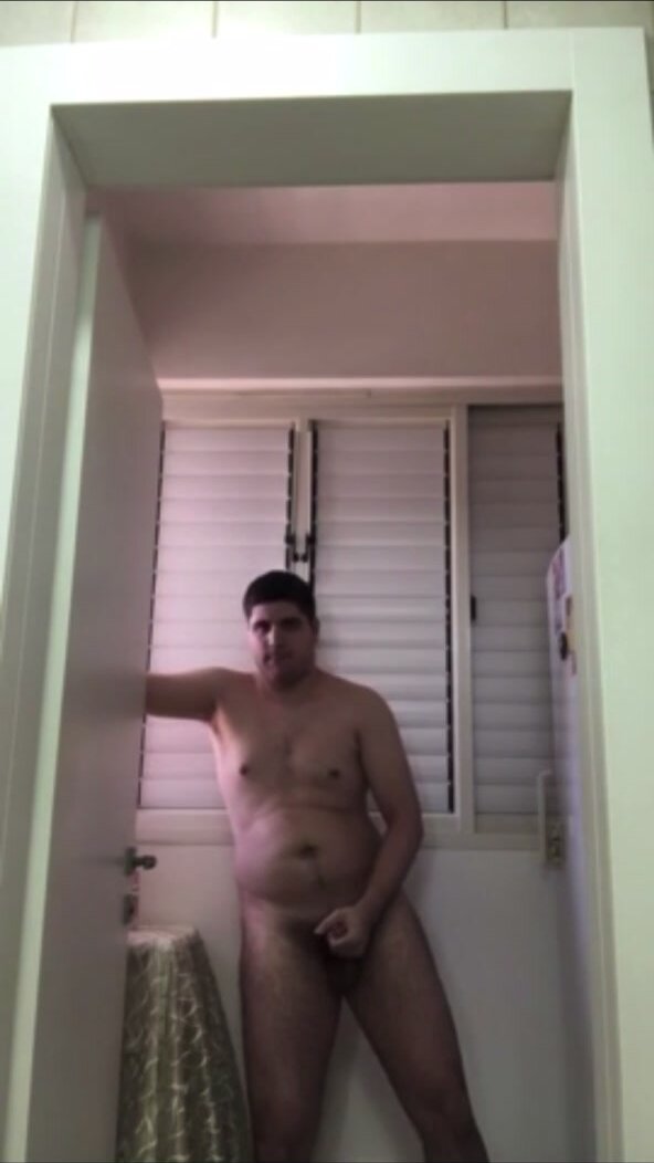 Israeli with a big belly and hairy hole fucks himself