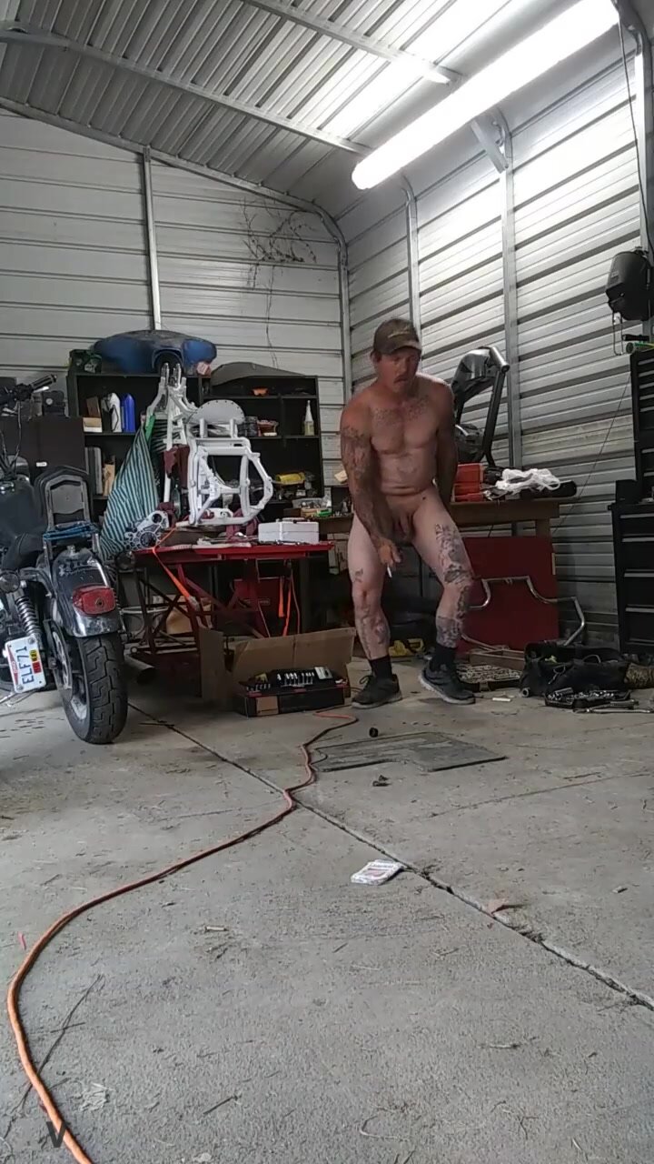 Horny redneck biker dad fucking himself