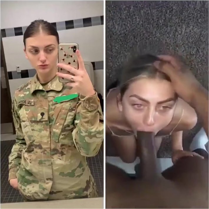Sexy military officer sucks long black dick