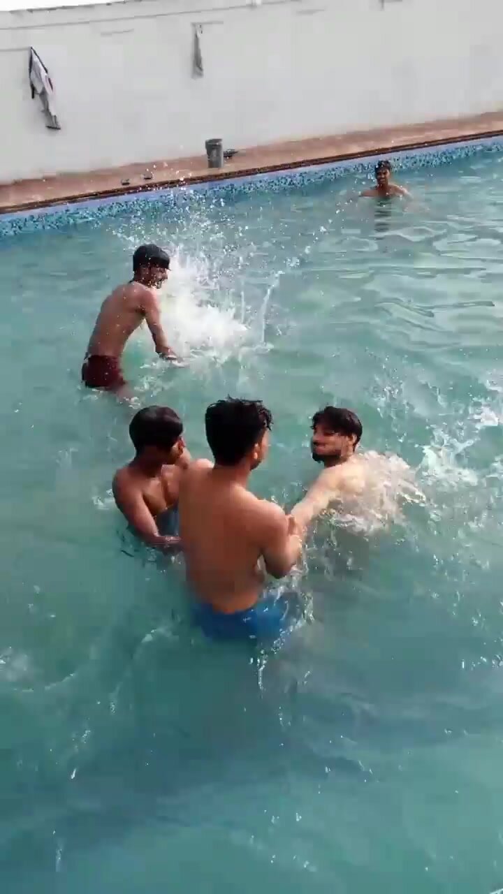 Indian Friends stripping each others underwear in swimm