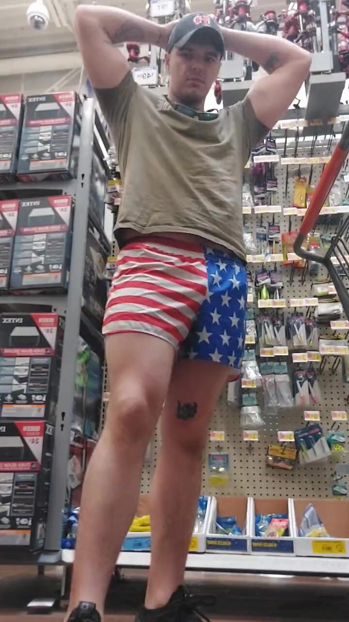 Country boy shows off cock in walmart aisle
