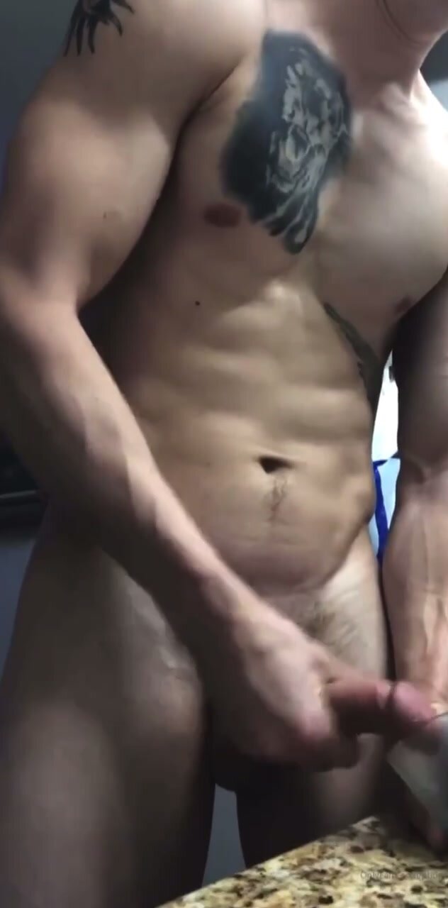 Muscle Dude Drinking Own Cum