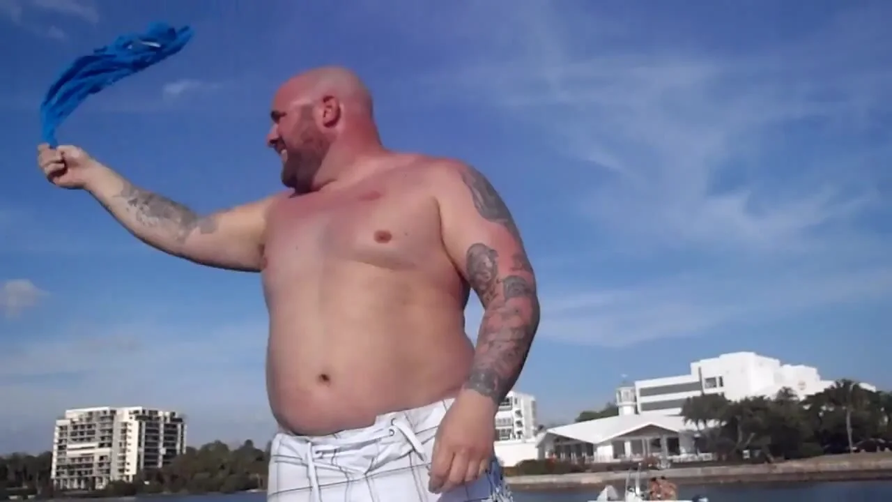 Chubby guy with micropenis strips in a boat - ThisVid.com