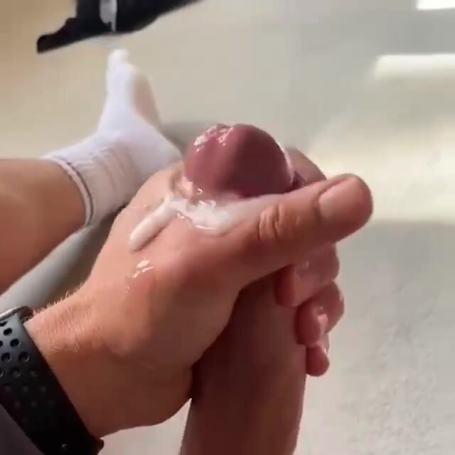 Fat creamy load from fat uncut cock