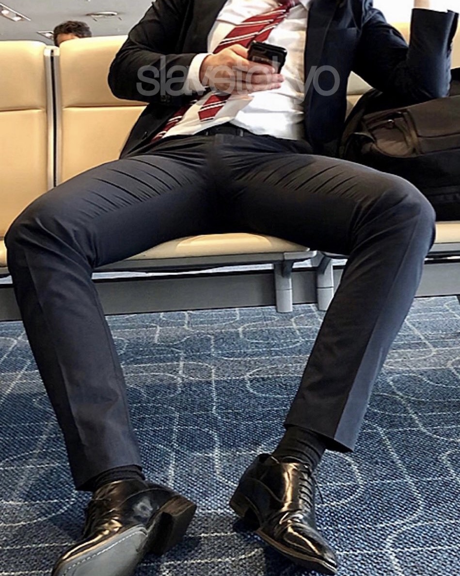 Asian Business Man Bulge at the Airport