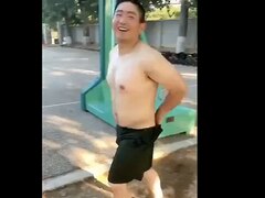asian cute chub has tiny cock exposed by friend