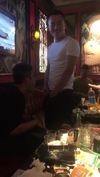 Public piss drinking in Asian restaurant