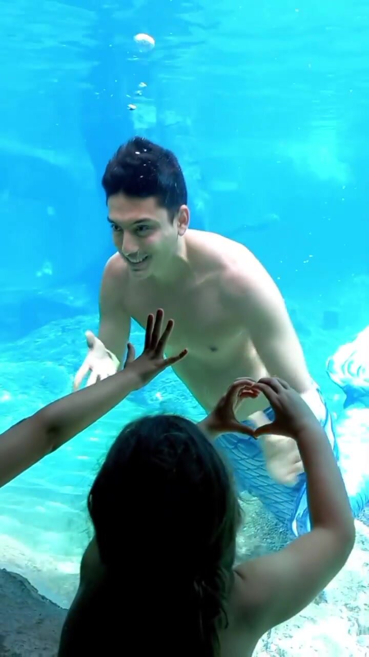 Spanish gay merman barefaced underwater