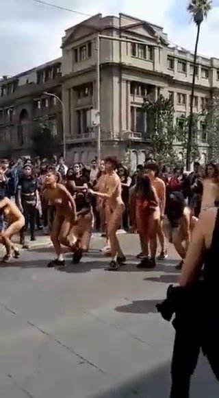 Naked parade in the street