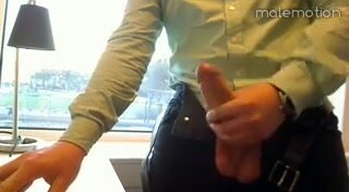 Shooting cum all over window in public