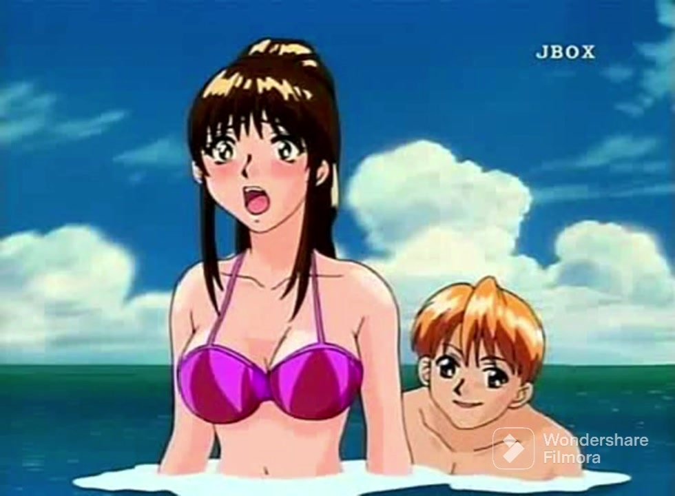 ENF anime girl's bikini bottoms untied by pervy bro*