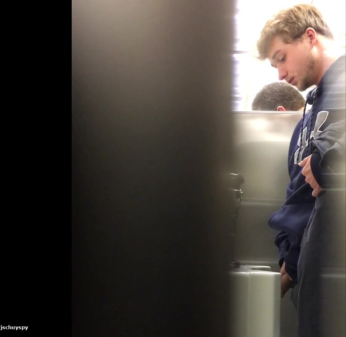 hot guy with a nice sized softie at urinal