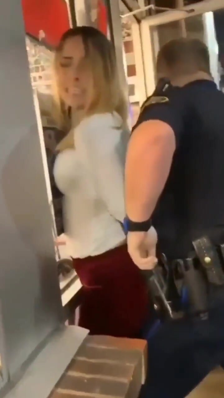 Blonde being arrested grinds ass on cop